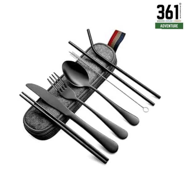 8-Piece Reusable Travel Silverware Set with Case