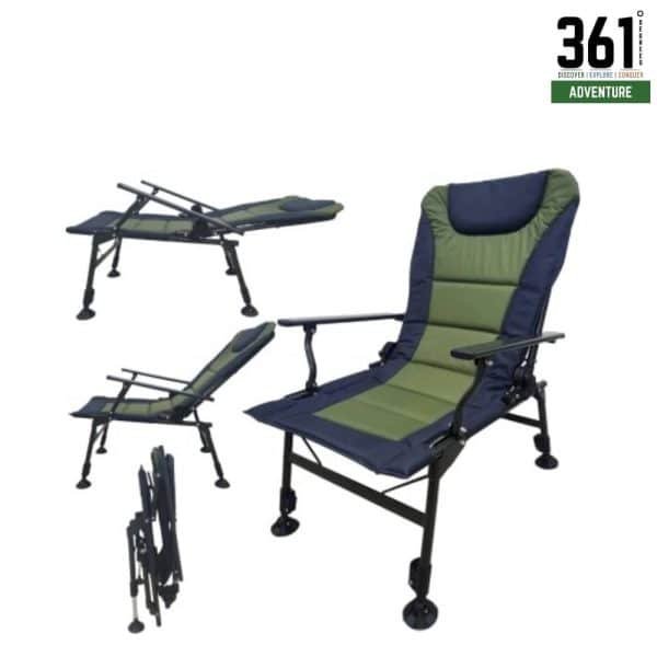 Camping Reclining Armchair - Heavy Duty Green