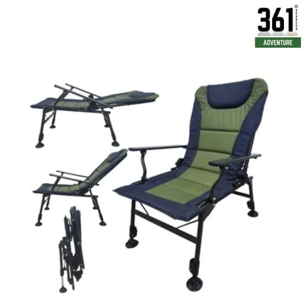 Camping Reclining Armchair - Heavy Duty Green