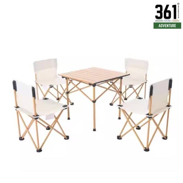 Folding Picnic Table and 4pcs Chair Set