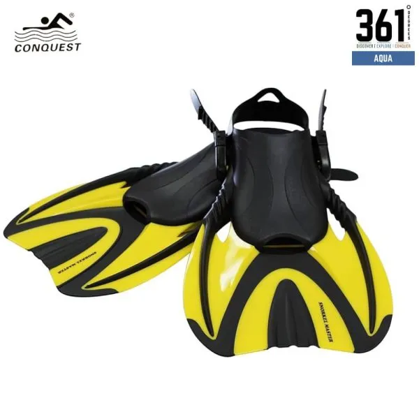 Conquest Snorkelling Fins - Adjustable Back Strap, S / M / L