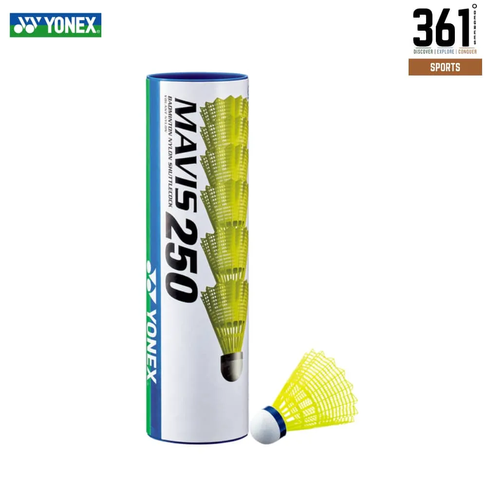 Yonex Mavis 250 Nylon Shuttlecocks - Yellow, Tube of 6