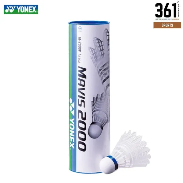 Yonex Mavis 2000 Nylon Shuttlecocks - White, Tube of 6