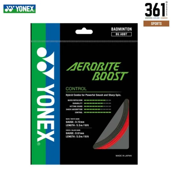 Yonex Aerobite Boost Hybrid Badminton String - 0.72 mm Mains / 0.61 mm Crosses