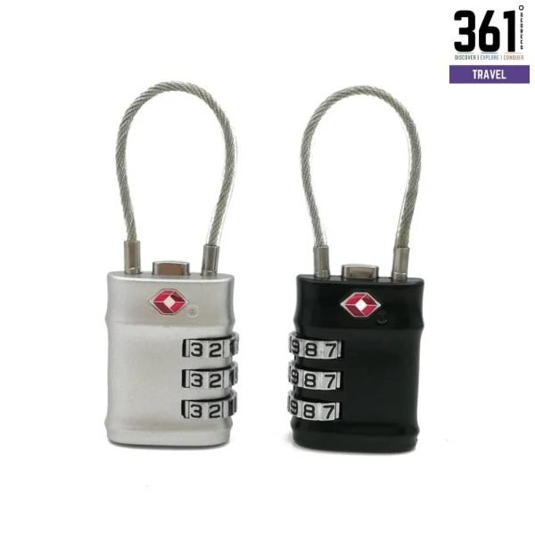 TSA-Approved 3-Dial Combination Cable Padlock