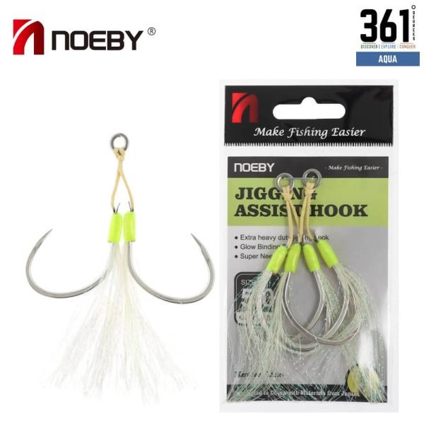 Noeby Extra Heavy Duty Feathered Twin Assist Hooks