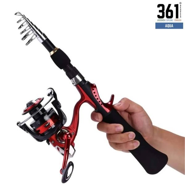 1.6 m Mini Portable Rod & Reel Combo - Carbon, Packs to 75 cm
