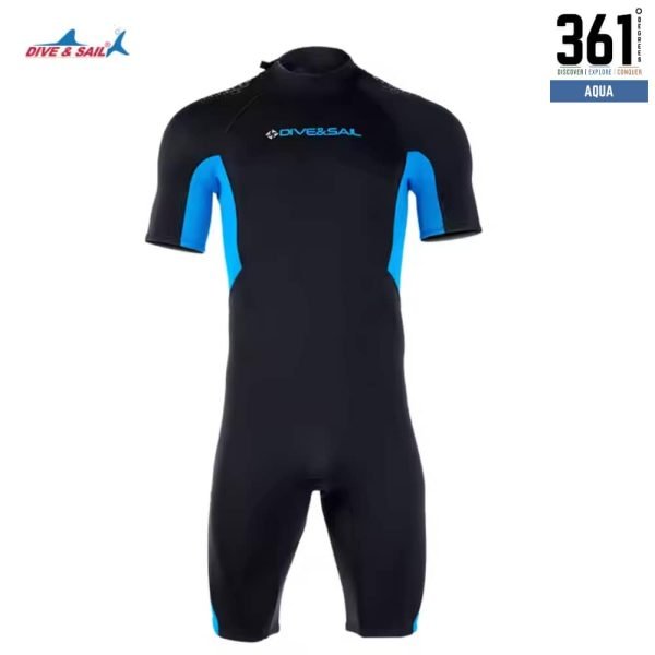 DIVE&SAIL 3mm Neoprene Short Sleeves Back Zip Wetsuit for Surfing and Swimming