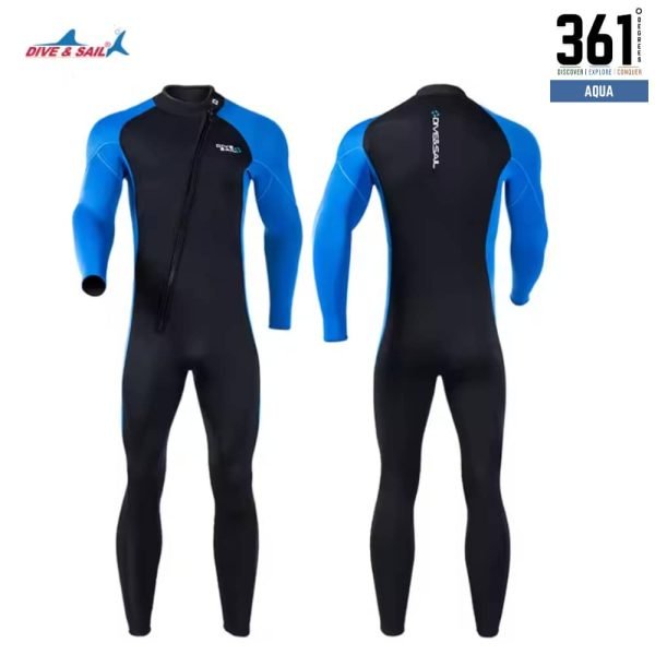 DIVE&SAIL 3mm Neoprene SCR Back Zipper Long Sleeve Wetsuit for Men and Women
