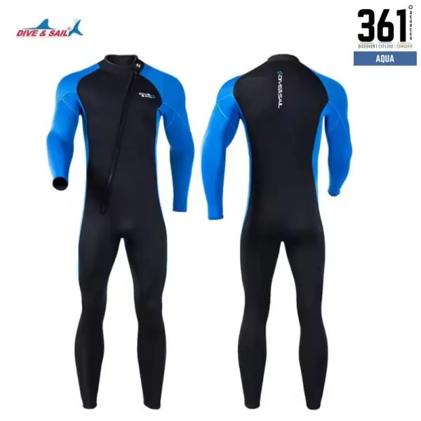 DIVE&SAIL 3mm Neoprene Wetsuit - Long Sleeve, Back Zip, Unisex