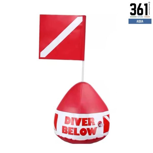 Inflatable Dive Flag Float - DIVER BELOW Signal Marker with Sand Pocket