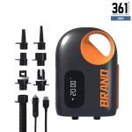 Electric high-pressure air pump for paddleboards with digital display and valve adapters