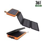 High-capacity solar power bank with four foldable solar panels