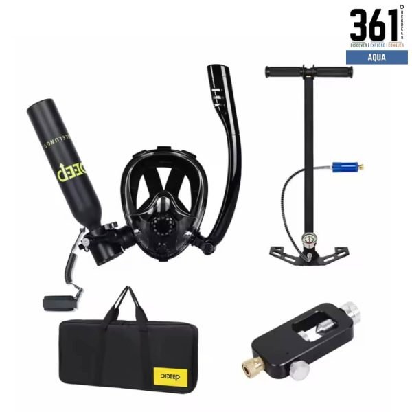 DIDEEP 0.5L Scuba Diving Tank with Full Face Snorkel Mask