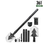 Camping shovel multitool, folding, with pickaxe and saw