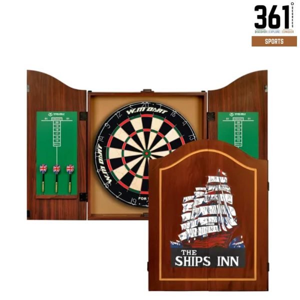 WinMax Official 18-Inch Diameter Dartboard Set with Cabinet