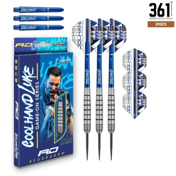 Red Dragon Game On Luke “The Cool Hand” Professional Steeltip Darts Set
