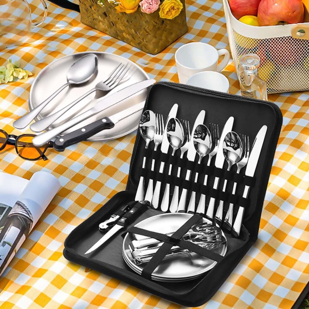 20-Piece Stainless Steel Outdoor Camping Cutlery Set
