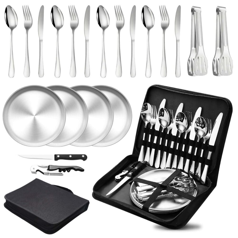 20-Piece Stainless Steel Outdoor Camping Cutlery Set