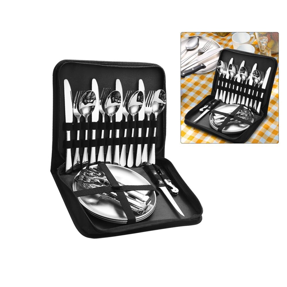 20-Piece Stainless Steel Outdoor Camping Cutlery Set