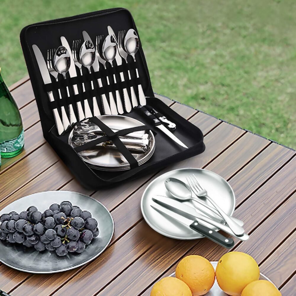 20-Piece Stainless Steel Outdoor Camping Cutlery Set