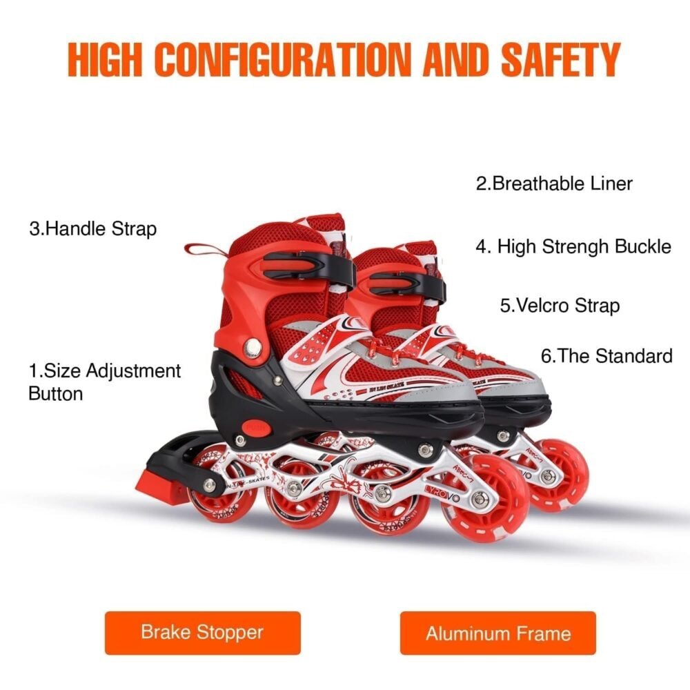 4 Wheel Inline Skates - Red