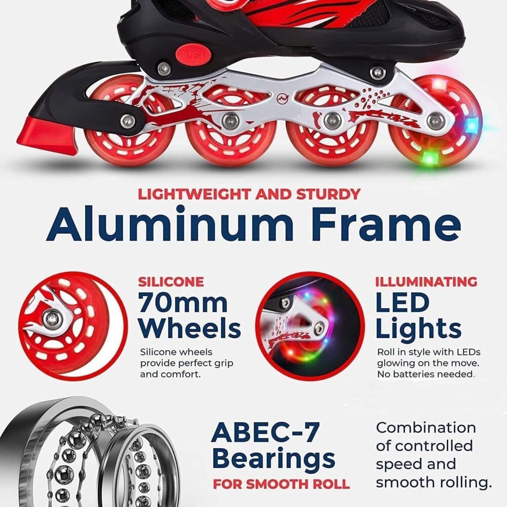 4 Wheel Inline Skates - Red