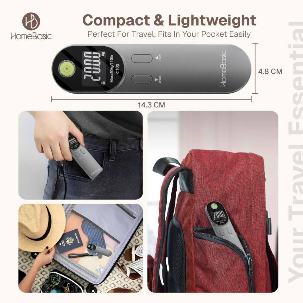 Digital Luggage Scale - 50 kg Capacity, 10 g Display Resolution