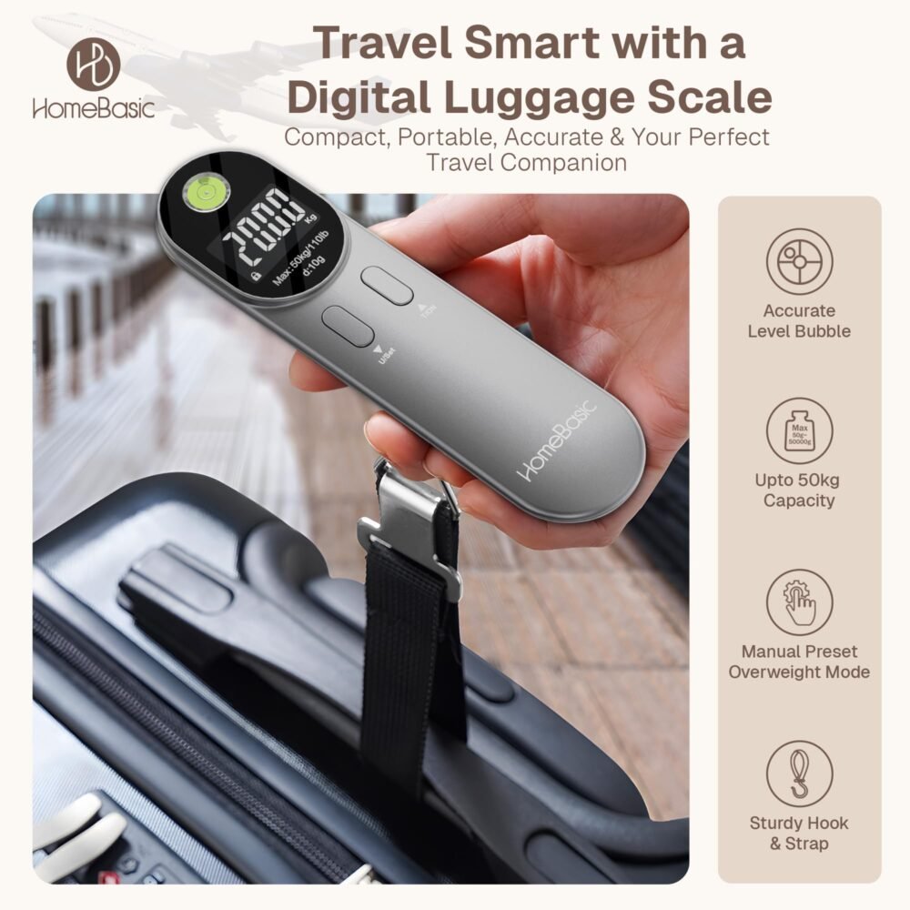 Digital Luggage Scale - 50 kg Capacity, 10 g Display Resolution