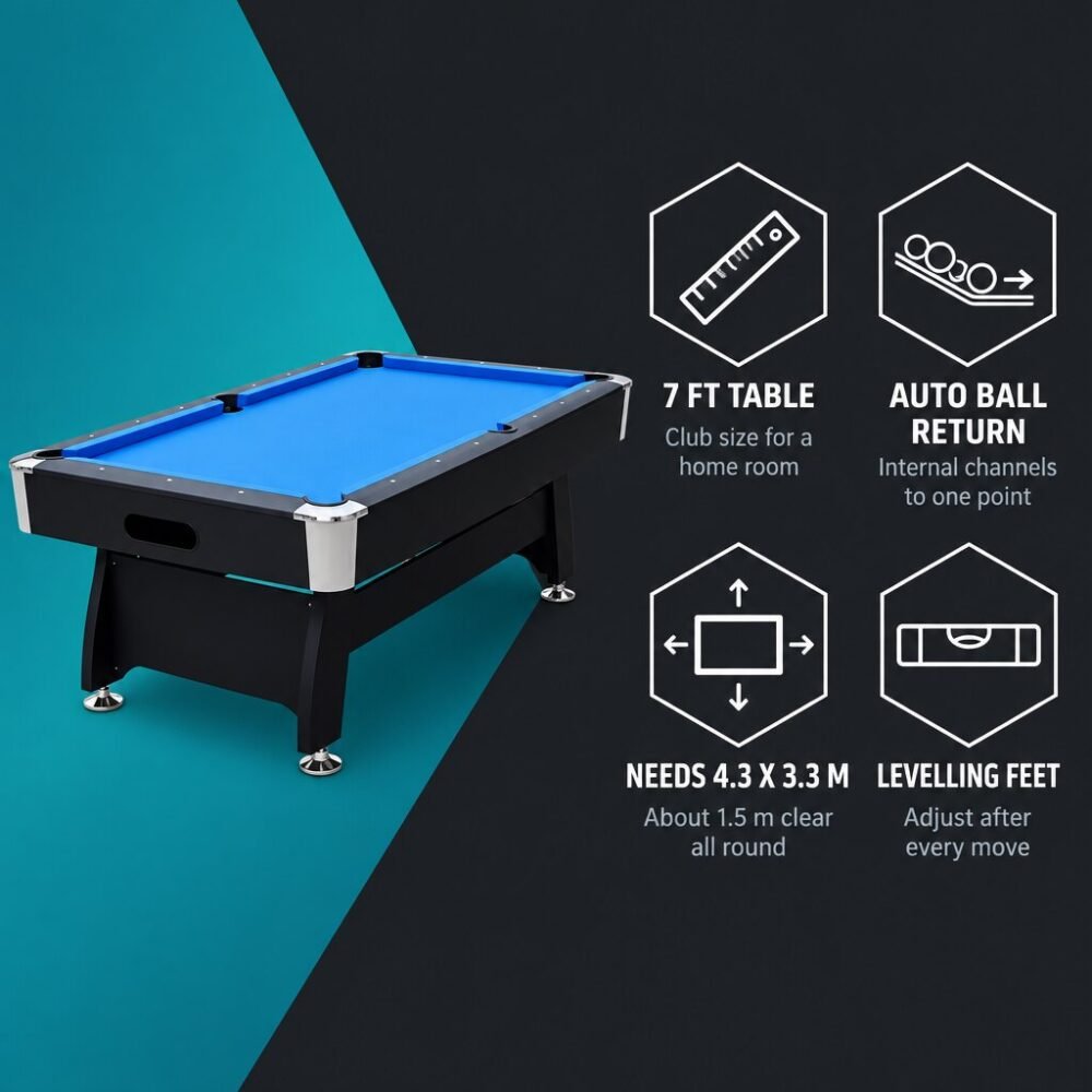 7Ft Pool Table with Auto Ball Return – Blue Cloth