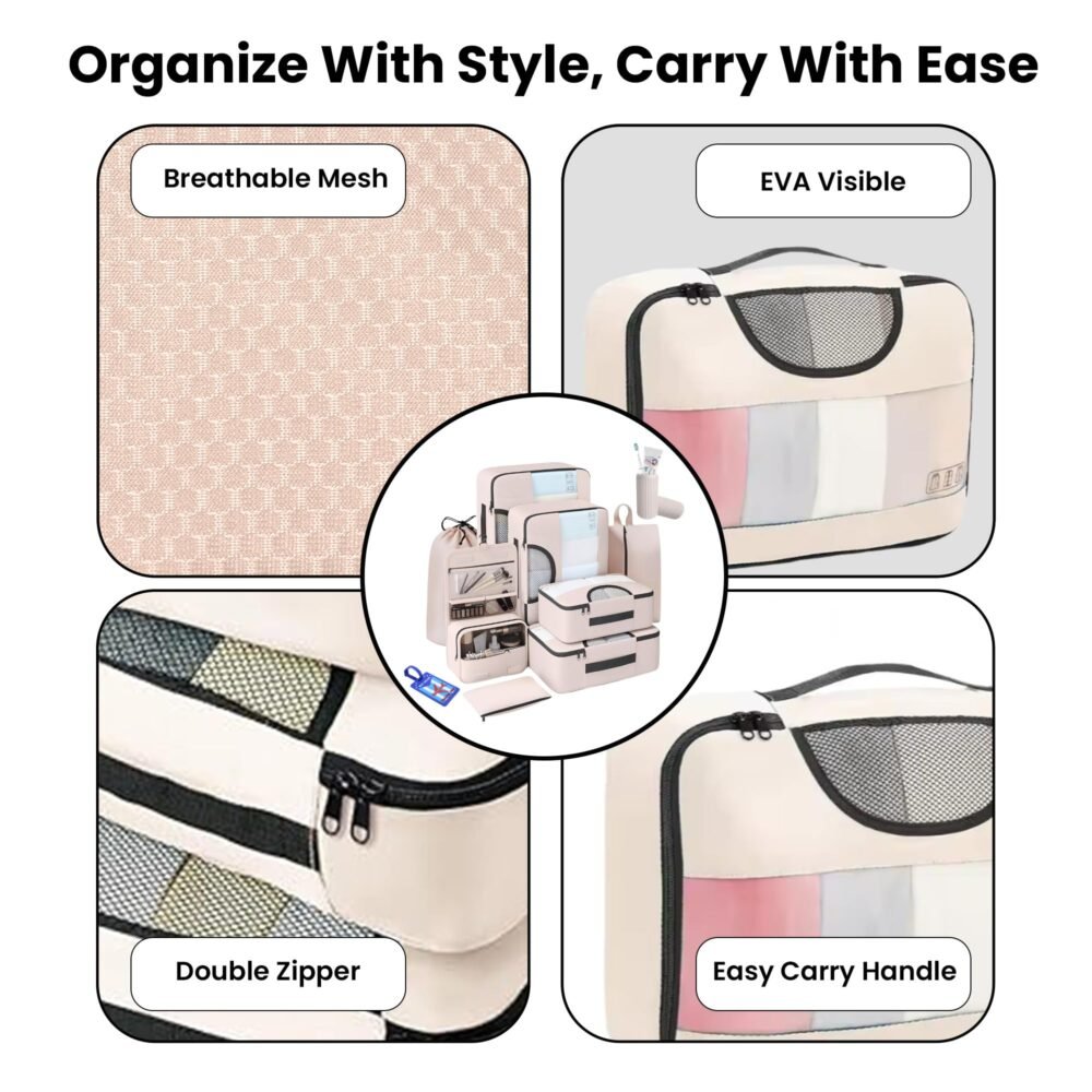 Packing Cubes - 8-Piece Set, Four Sizes, Polyester
