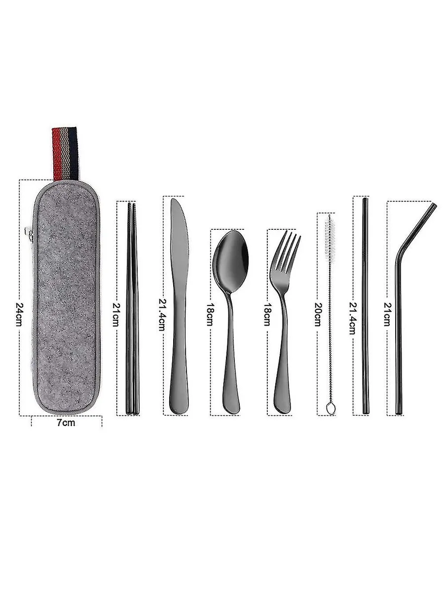 8-Piece Reusable Travel Silverware Set with Case