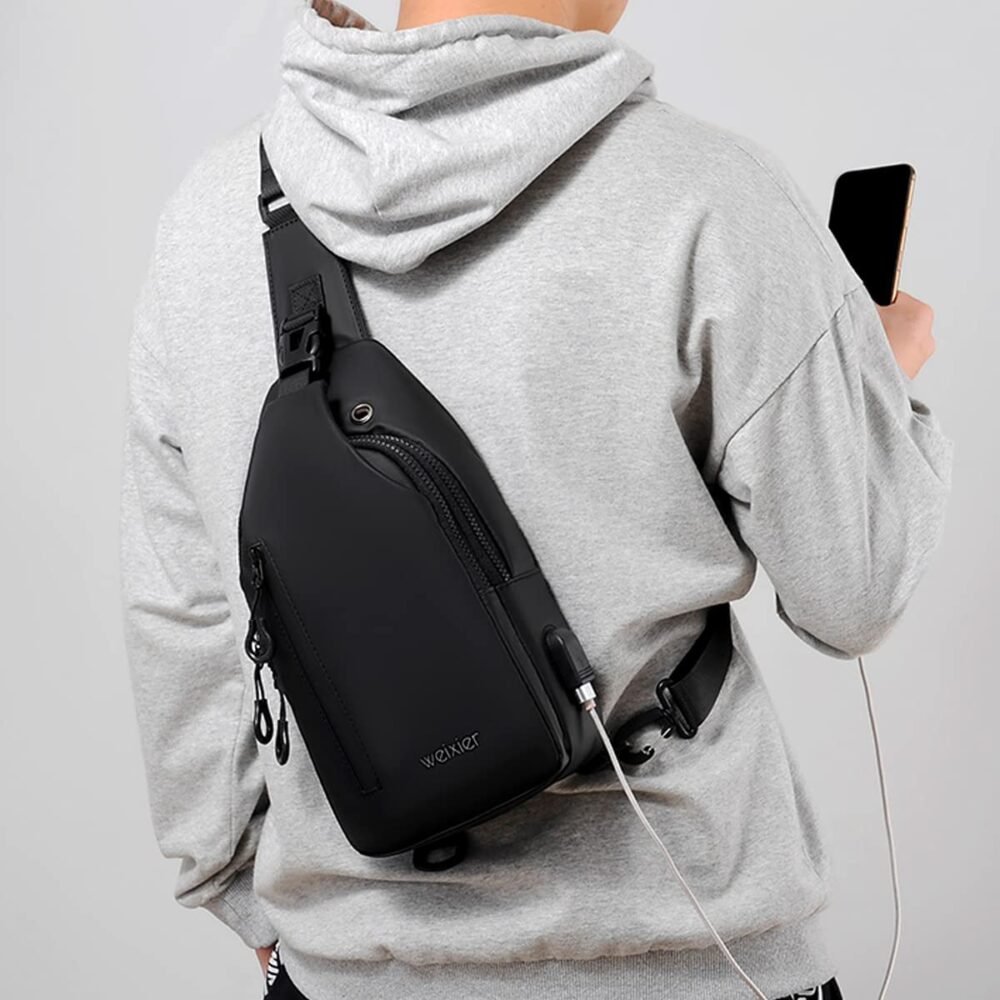 Anti-Theft Chest Bag with Combination Lock and USB Pass-Through