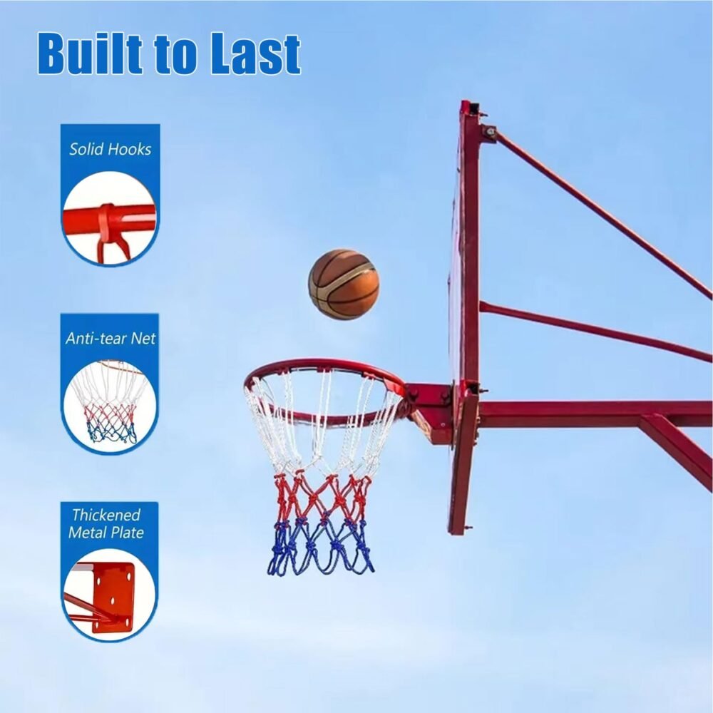 Basketball Ring with Net - Heavy-Duty Steel Hoop