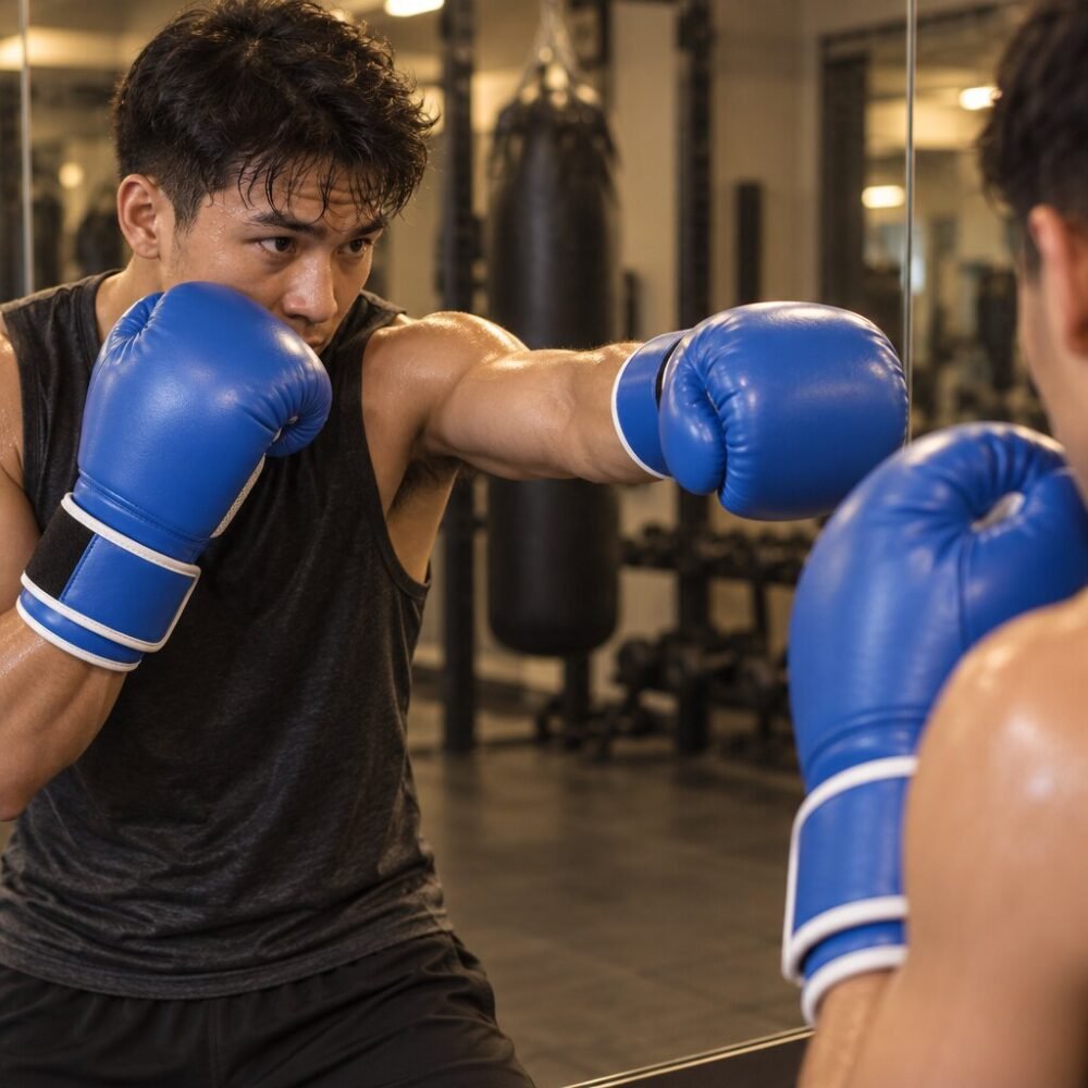 Boxing Training Gloves - Moulded Lining, Mesh Palm