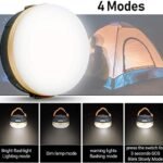 The four light modes of the rechargeable LED camping lantern including warm light and SOS