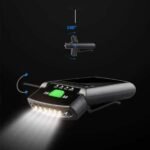 Motion sensor LED light clipped to the peak of a cap