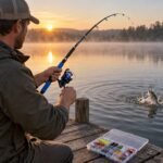 1.35 m Mini Travel Rod & Reel Combo with 28-Piece Tackle Set - illustrative image, scene generated