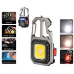 Feature overview of the mini COB work light: wrench, bottle opener, screwdriver and glass breaker