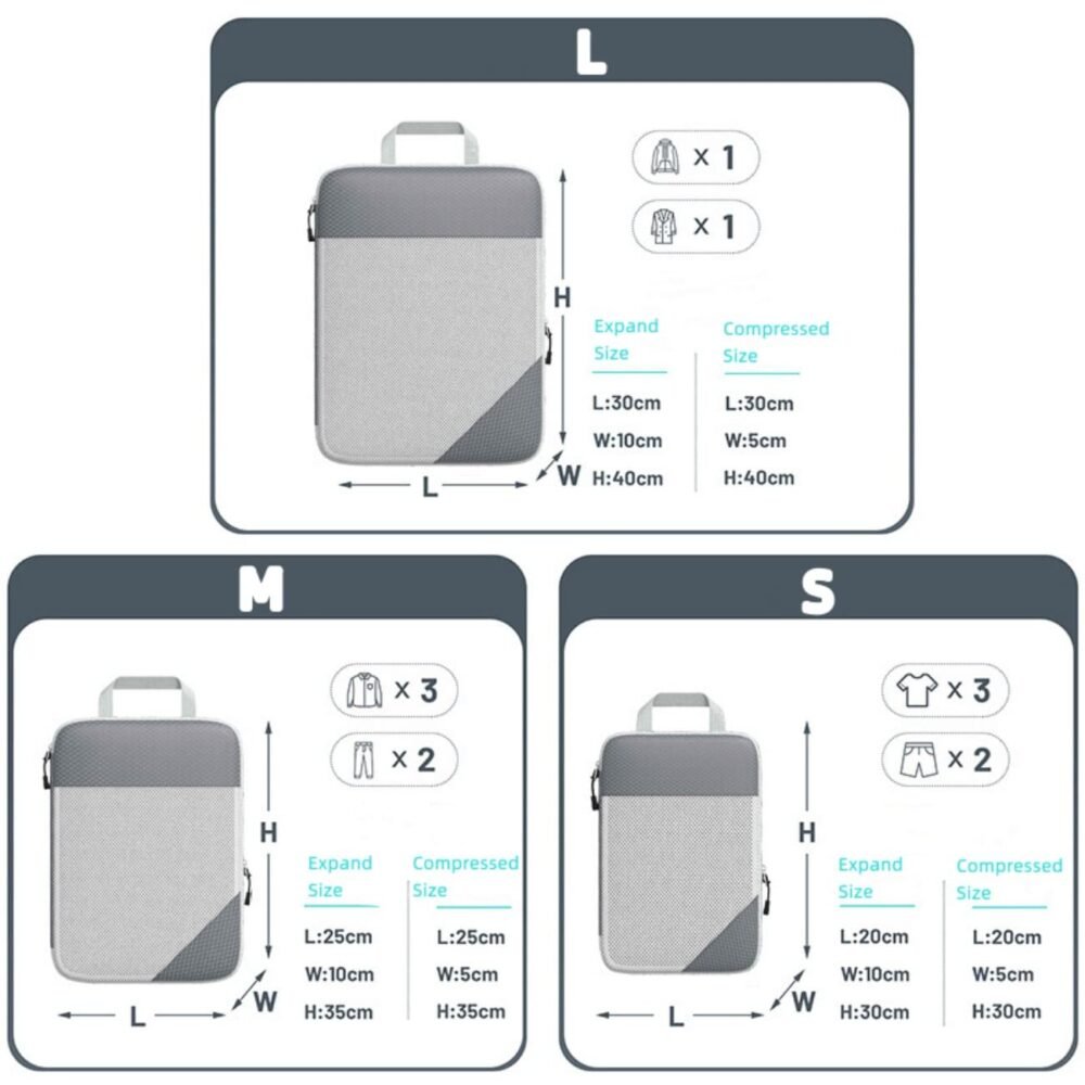 Expandable Compression Packing Cubes - 3-Piece Set, Nylon