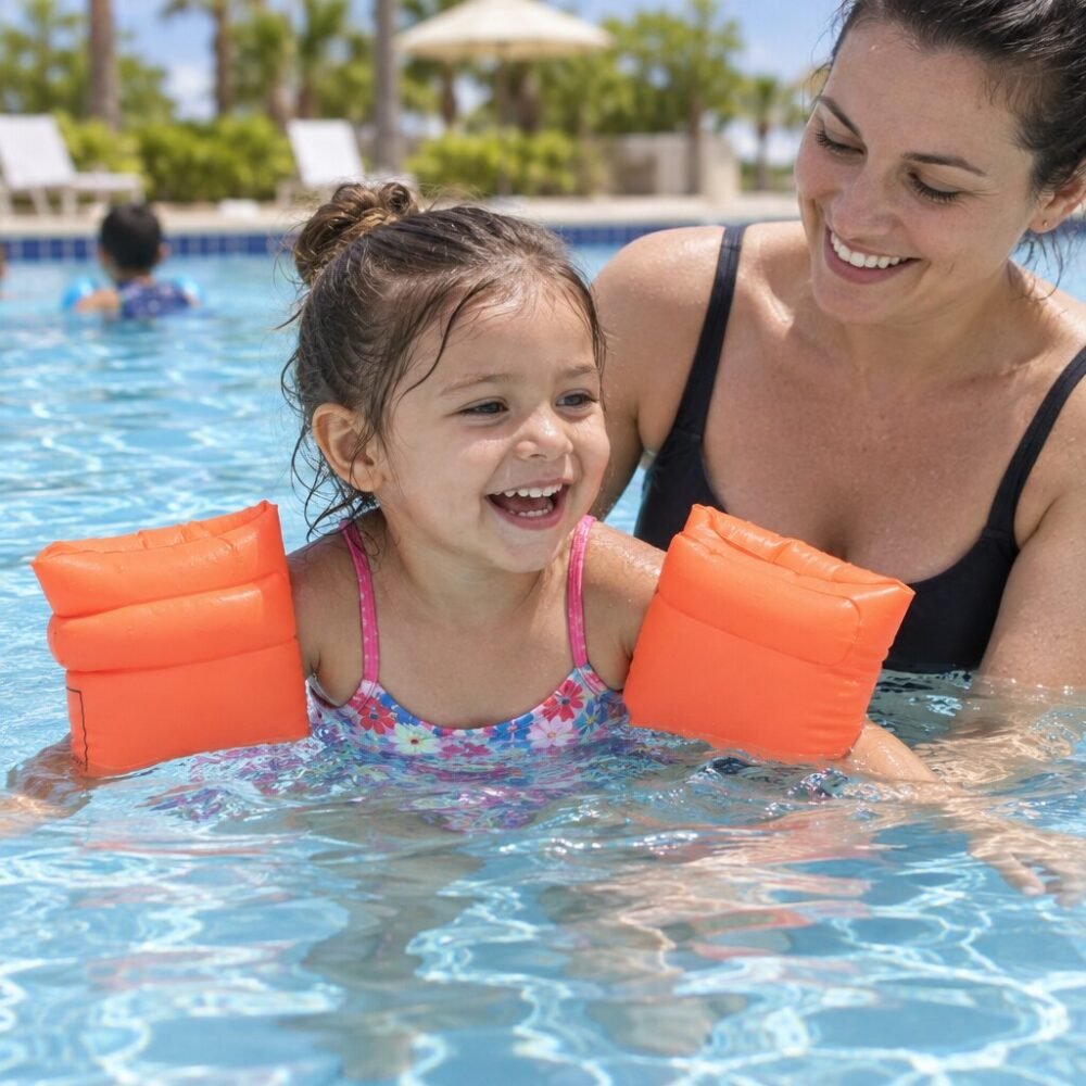 Conquest Swimming Arm Bands for Kids - Double Airbag, AR-2947-OR