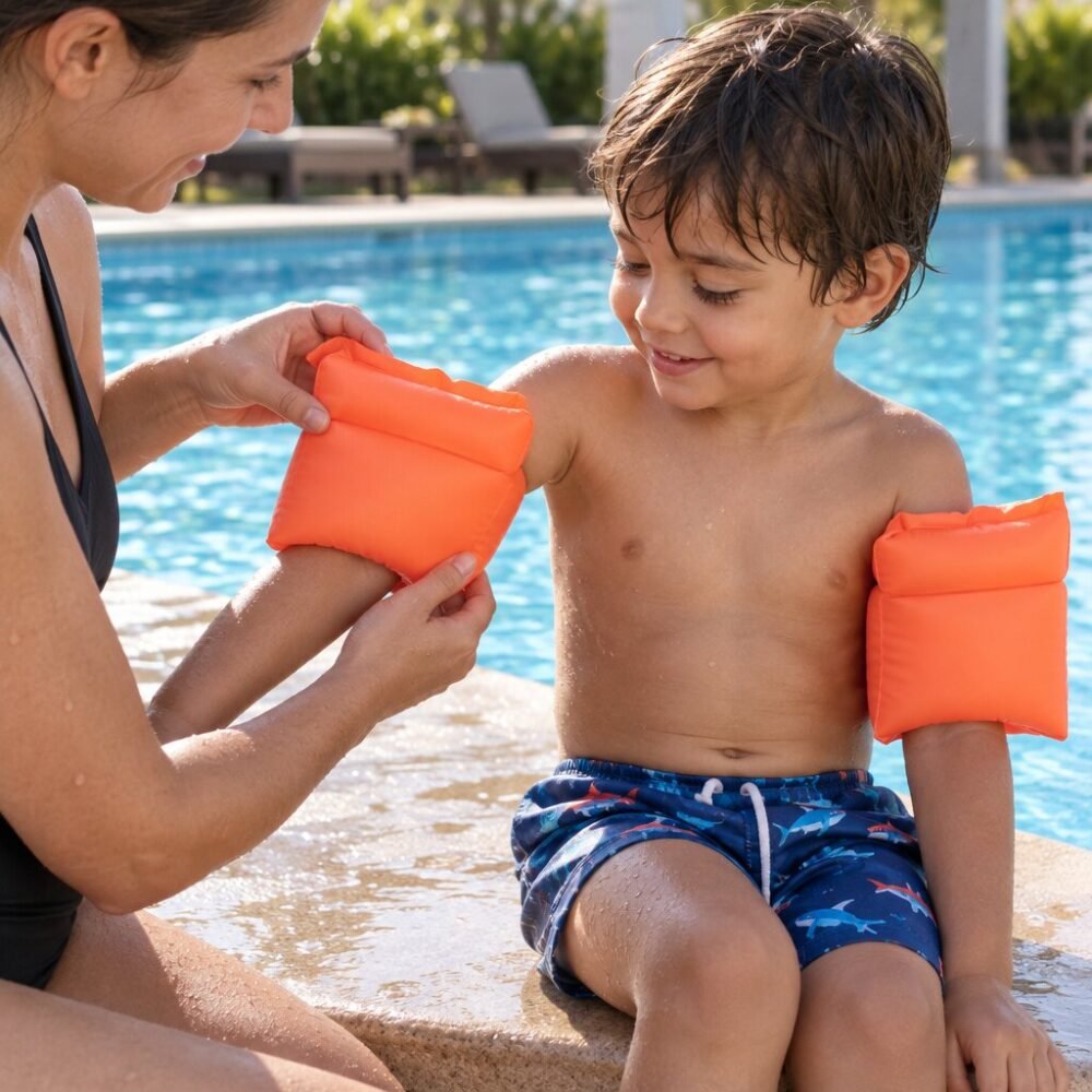 Conquest Swimming Arm Bands for Kids - Double Airbag, AR-2947-OR