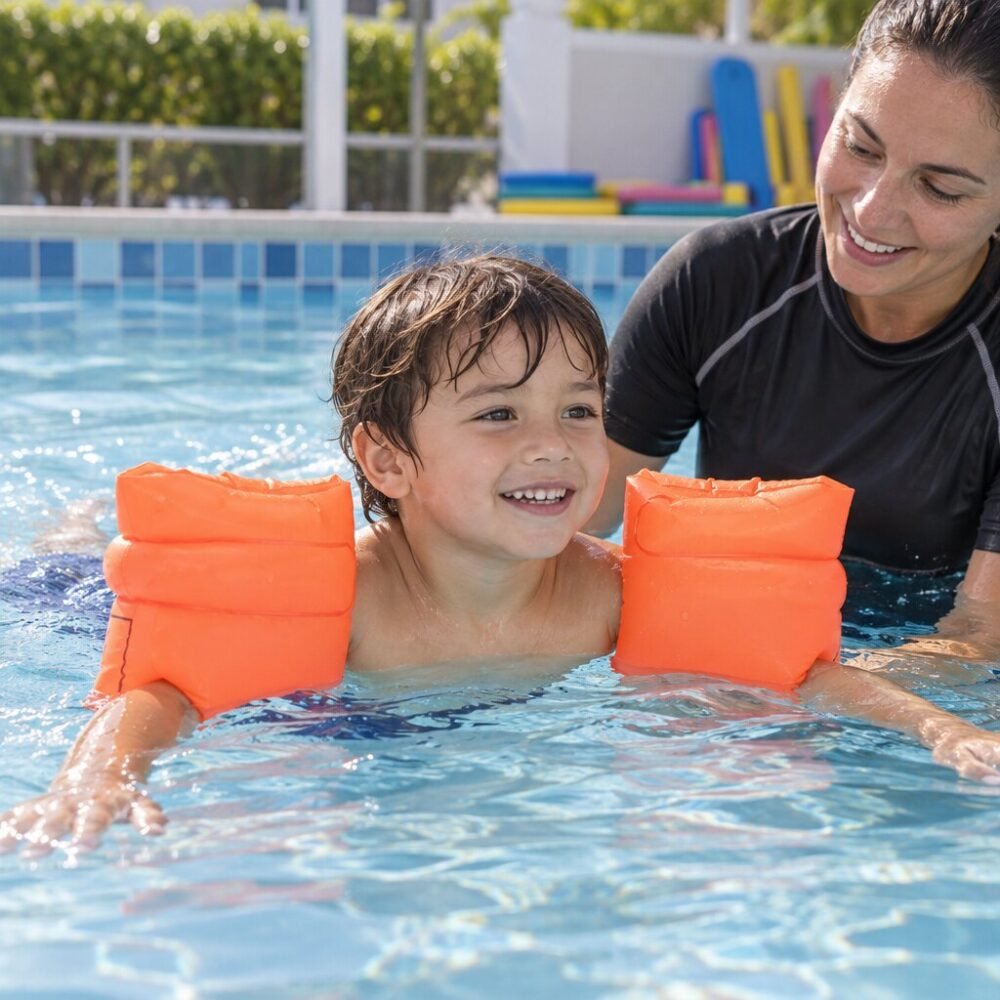Conquest Swimming Arm Bands for Kids - Double Airbag, AR-2947-OR
