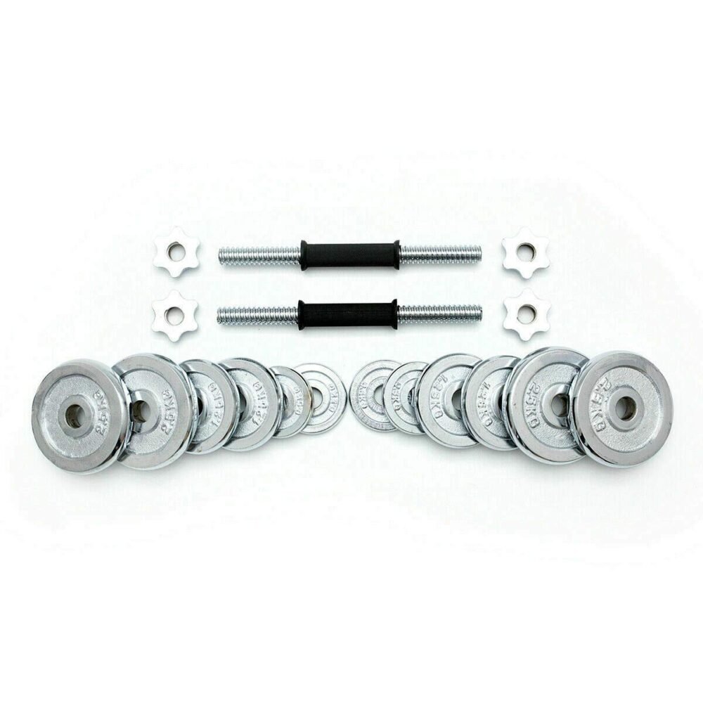 Chrome Dumbbell and Rod Set - 20 kg with Carrying Case