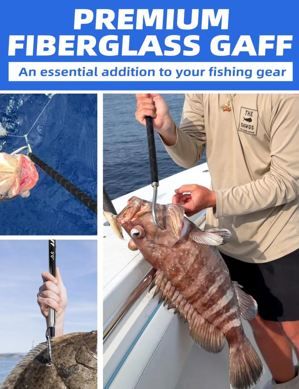 Fibreglass Saltwater Boat Gaff - 120 cm, EVA Grip