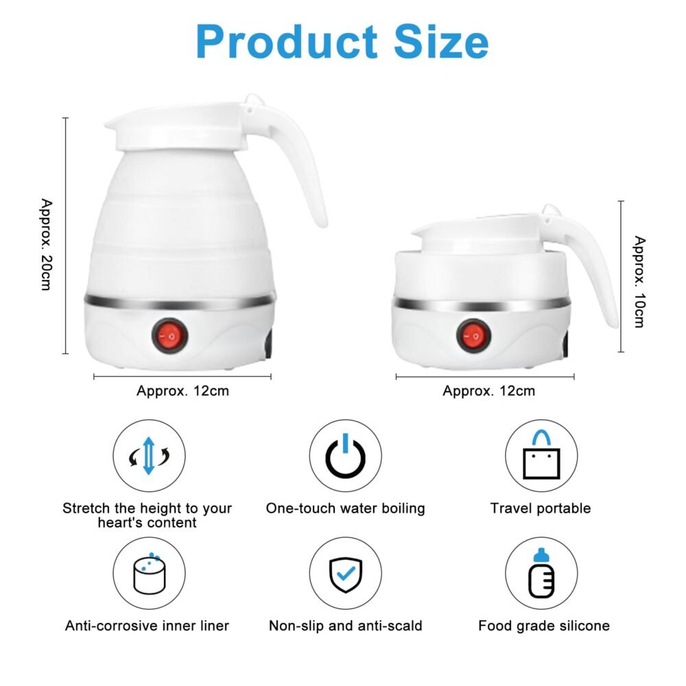 Collapsible Silicone Travel Kettle - Folding, Compact (Voltage Being Confirmed)
