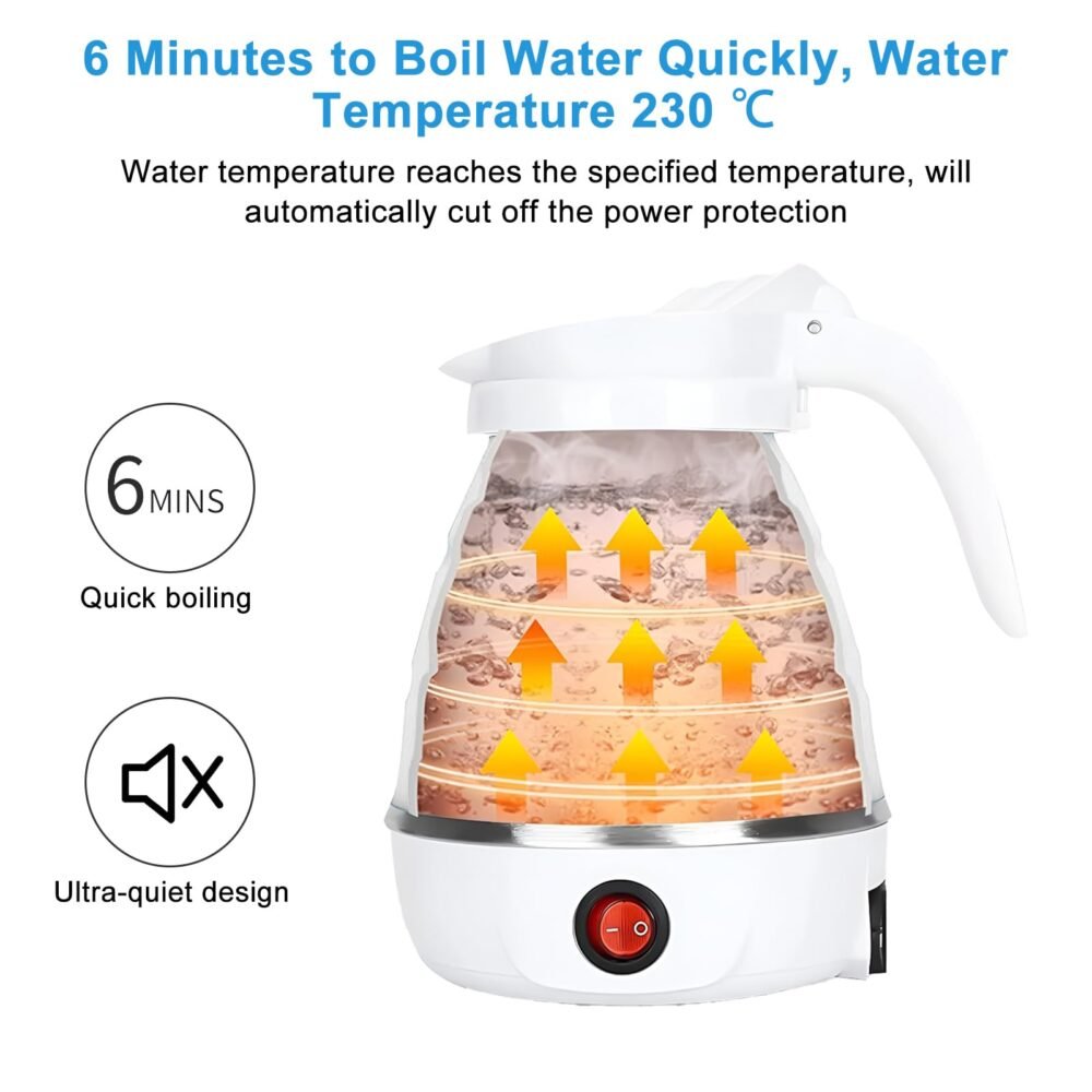 Collapsible Silicone Travel Kettle - Folding, Compact (Voltage Being Confirmed)