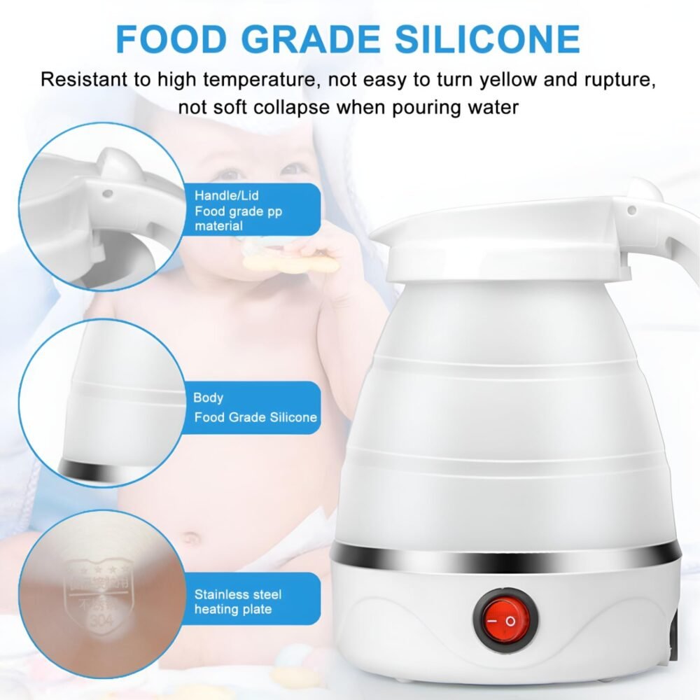 Collapsible Silicone Travel Kettle - Folding, Compact (Voltage Being Confirmed)