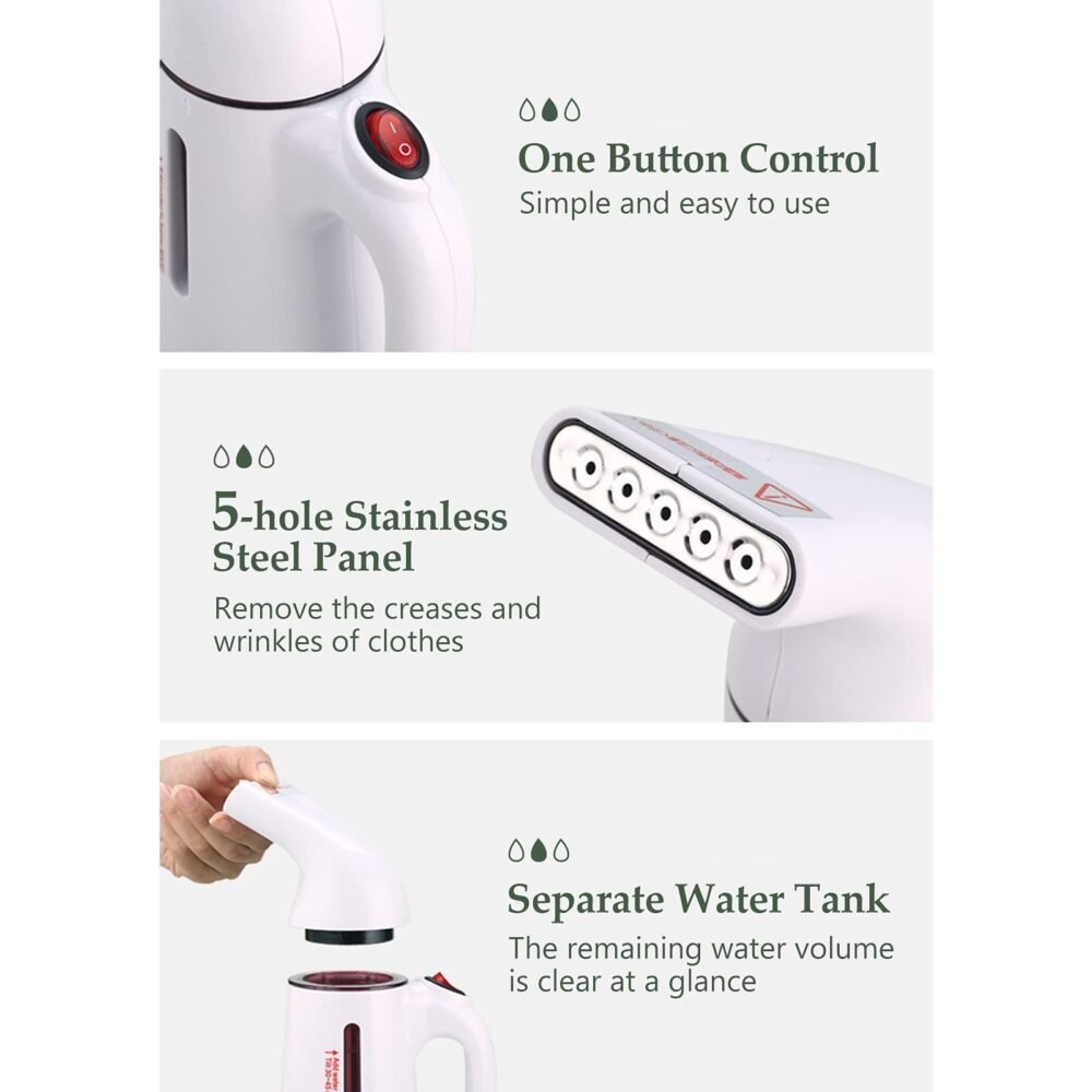 Vertical Garment Steamer - Handheld, for Hanging Clothes