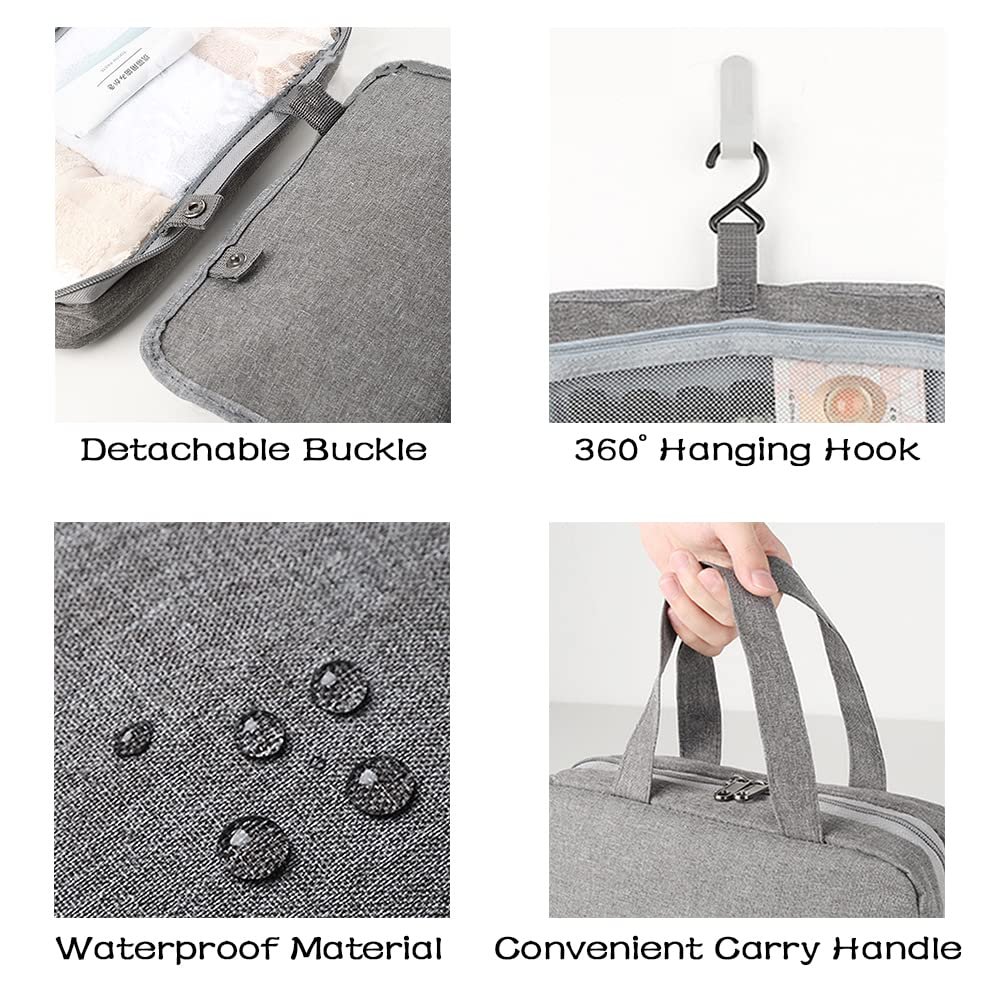 Hanging Toiletry Bag - Four-Fold, Water-Resistant Polyester